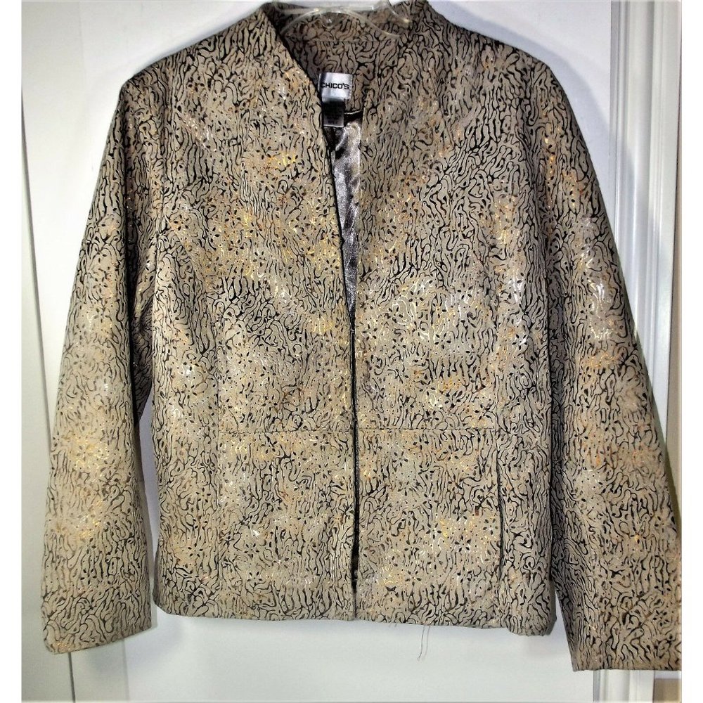 NEW CHICO'S GOLD/SILVER METALLIC DRESS LEATHER SZ2